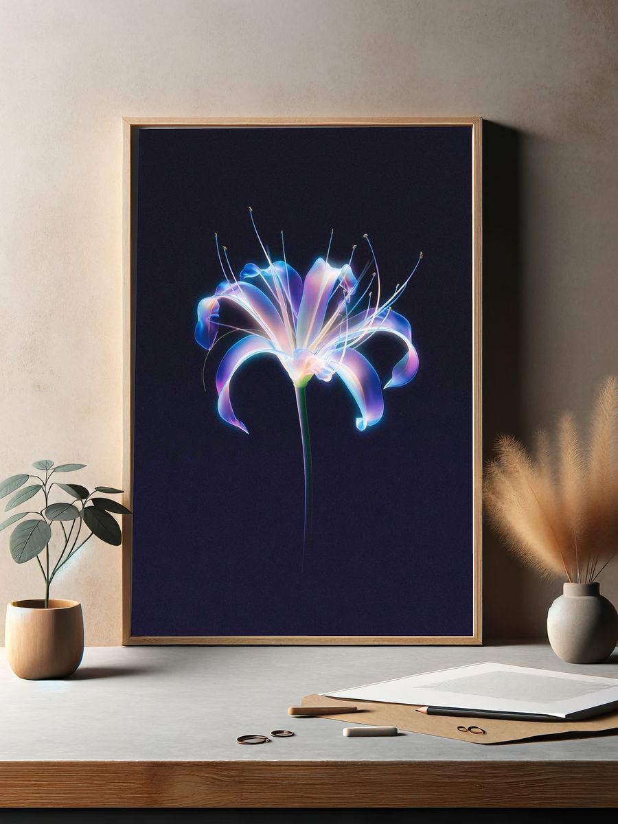 Neon Lily Bloom Print. — room view 2