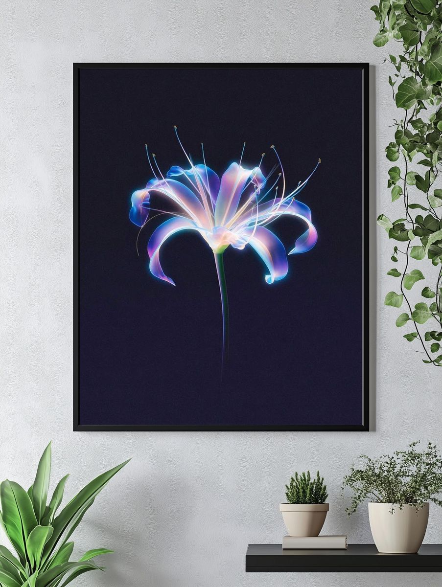 Neon Lily Bloom Print. — room view 4