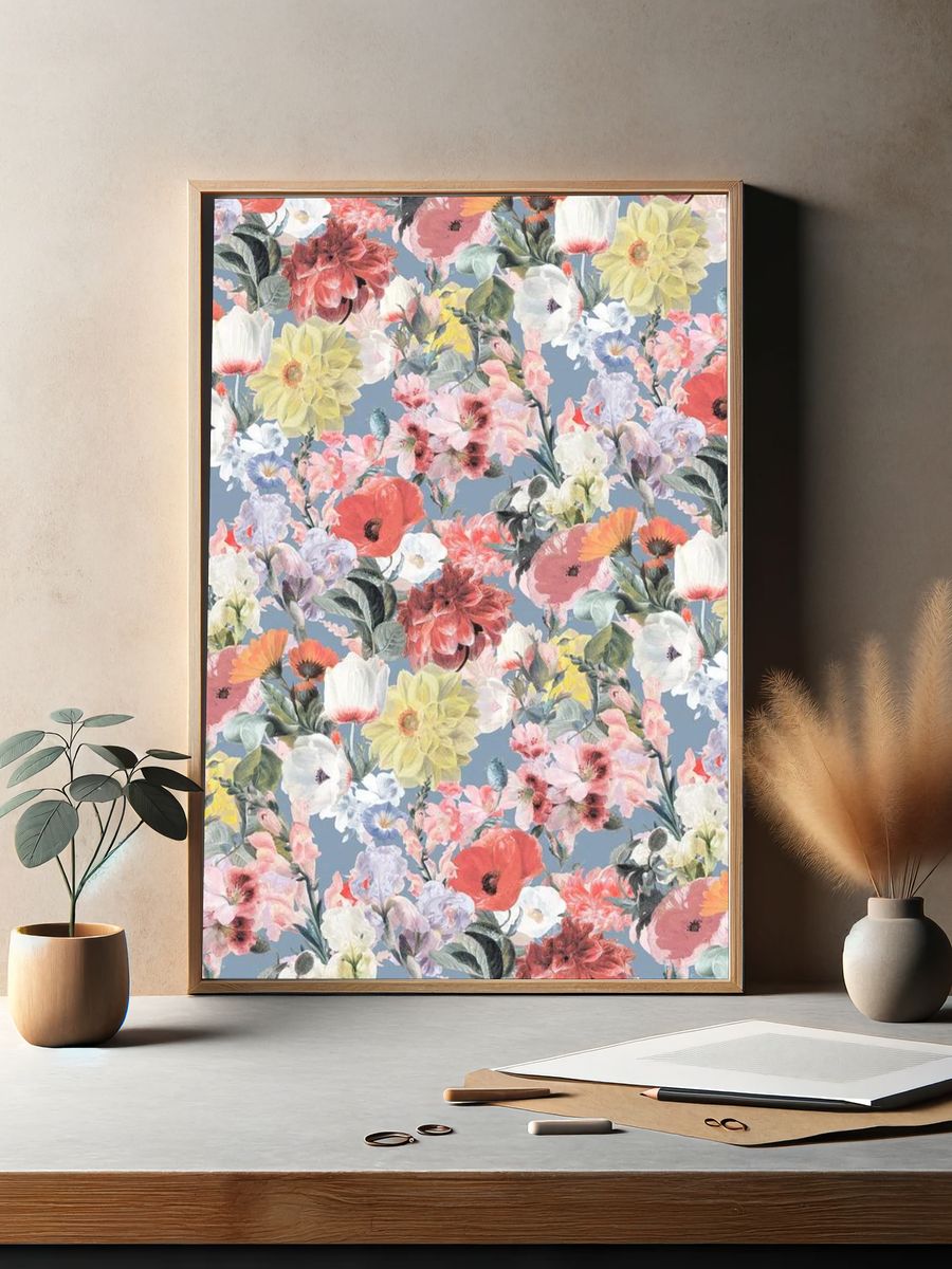Vintage flower pattern mobile wallpaper. — room view 2