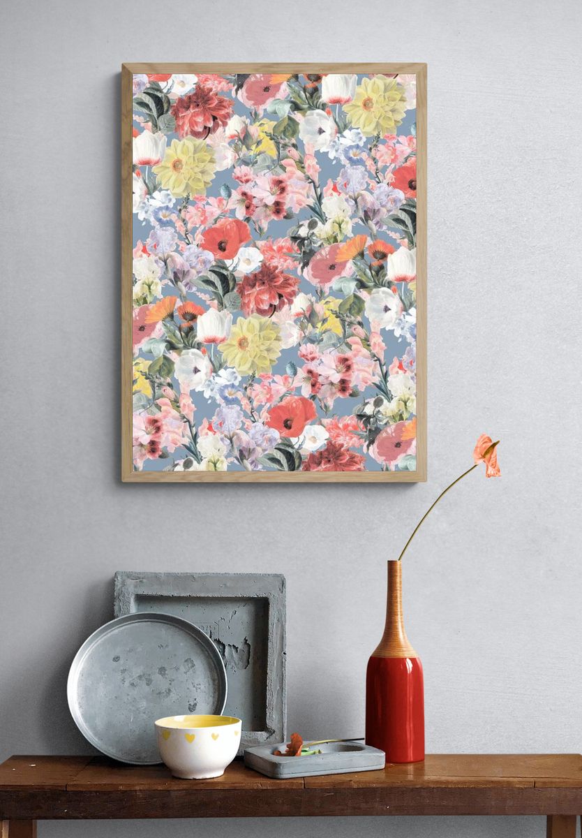 Vintage flower pattern mobile wallpaper. — room view 3