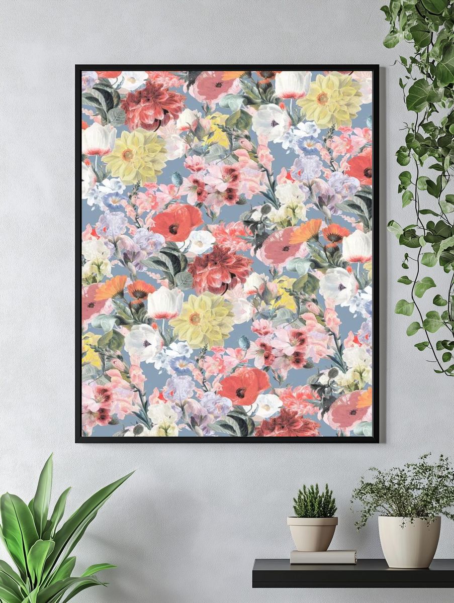 Vintage flower pattern mobile wallpaper. — room view 4