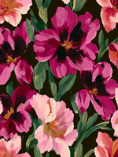 Pink Floral Garden Illustration Poster.