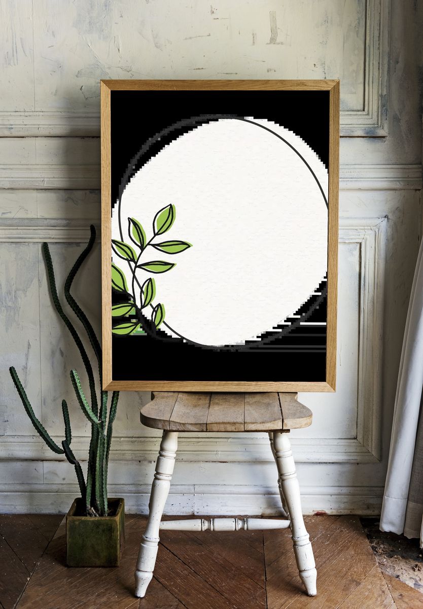 White Floral Marble Botanical Print. — room view 1