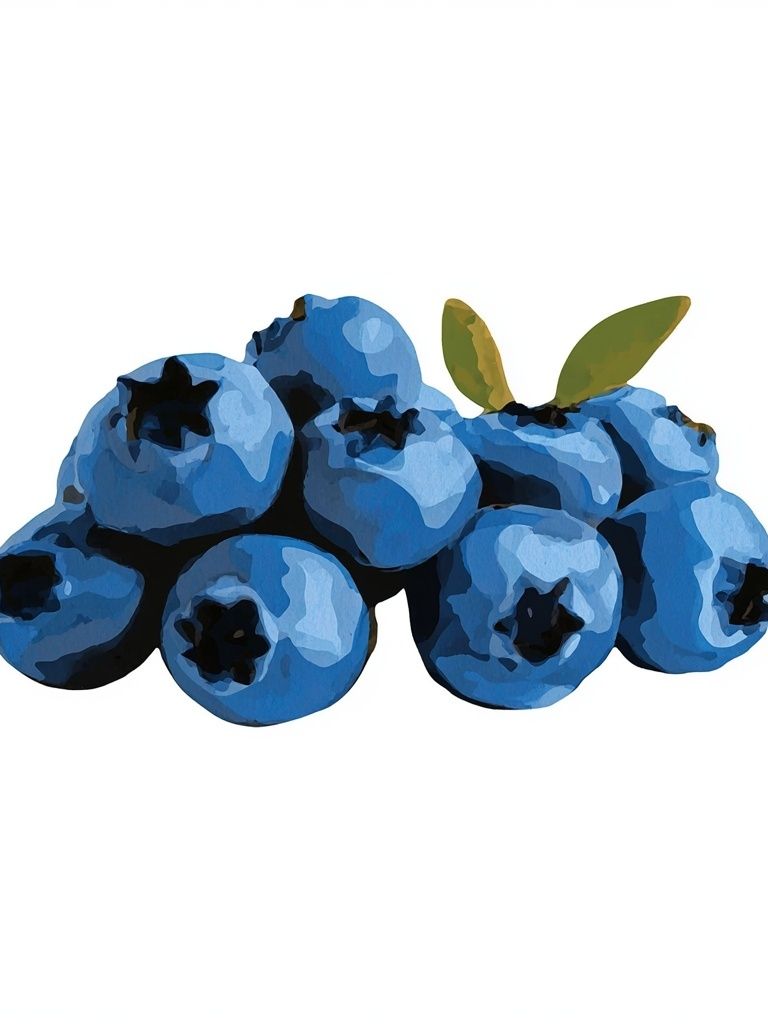 Blueberries Watercolor Print. poster detail