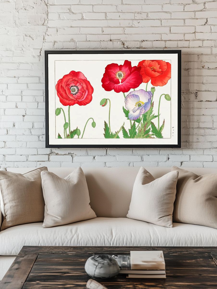 Vintage poppy flower, ukiyo e. — room view 1