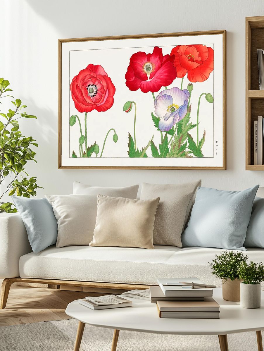 Vintage poppy flower, ukiyo e. — room view 2