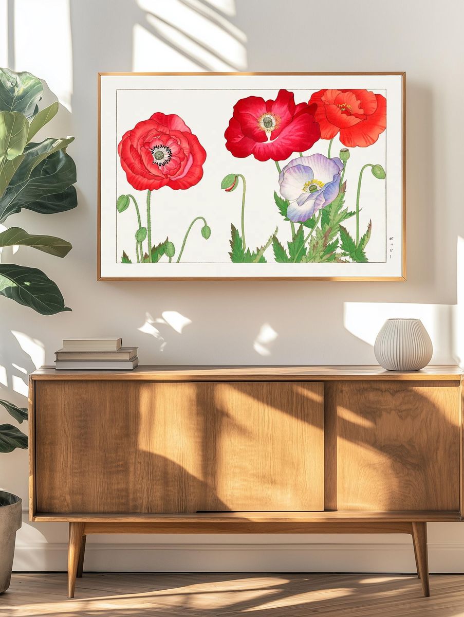 Vintage poppy flower, ukiyo e. — room view 3