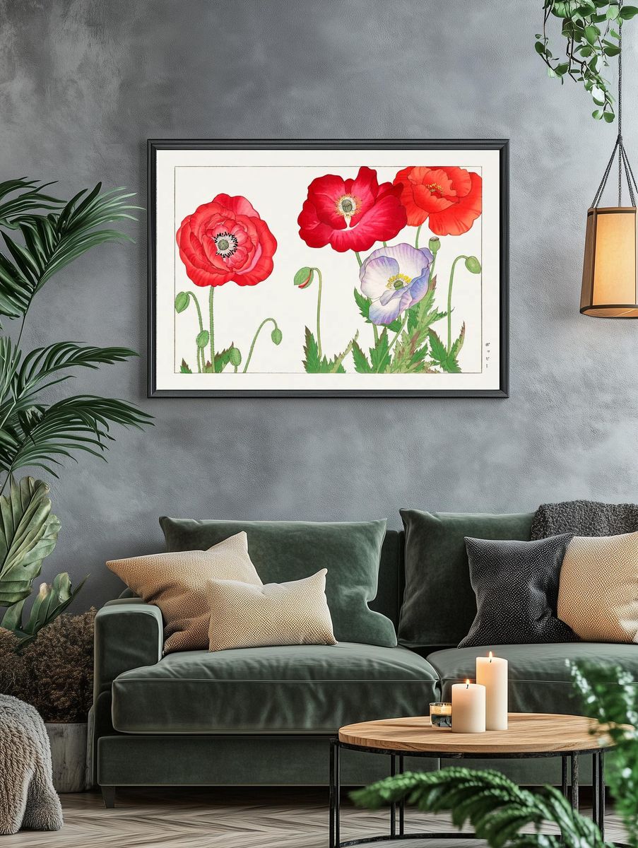 Vintage poppy flower, ukiyo e. — room view 4