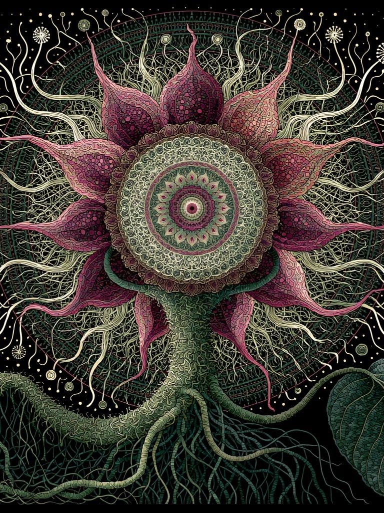 Mystic Flower Mandala Illustration Poster. poster detail