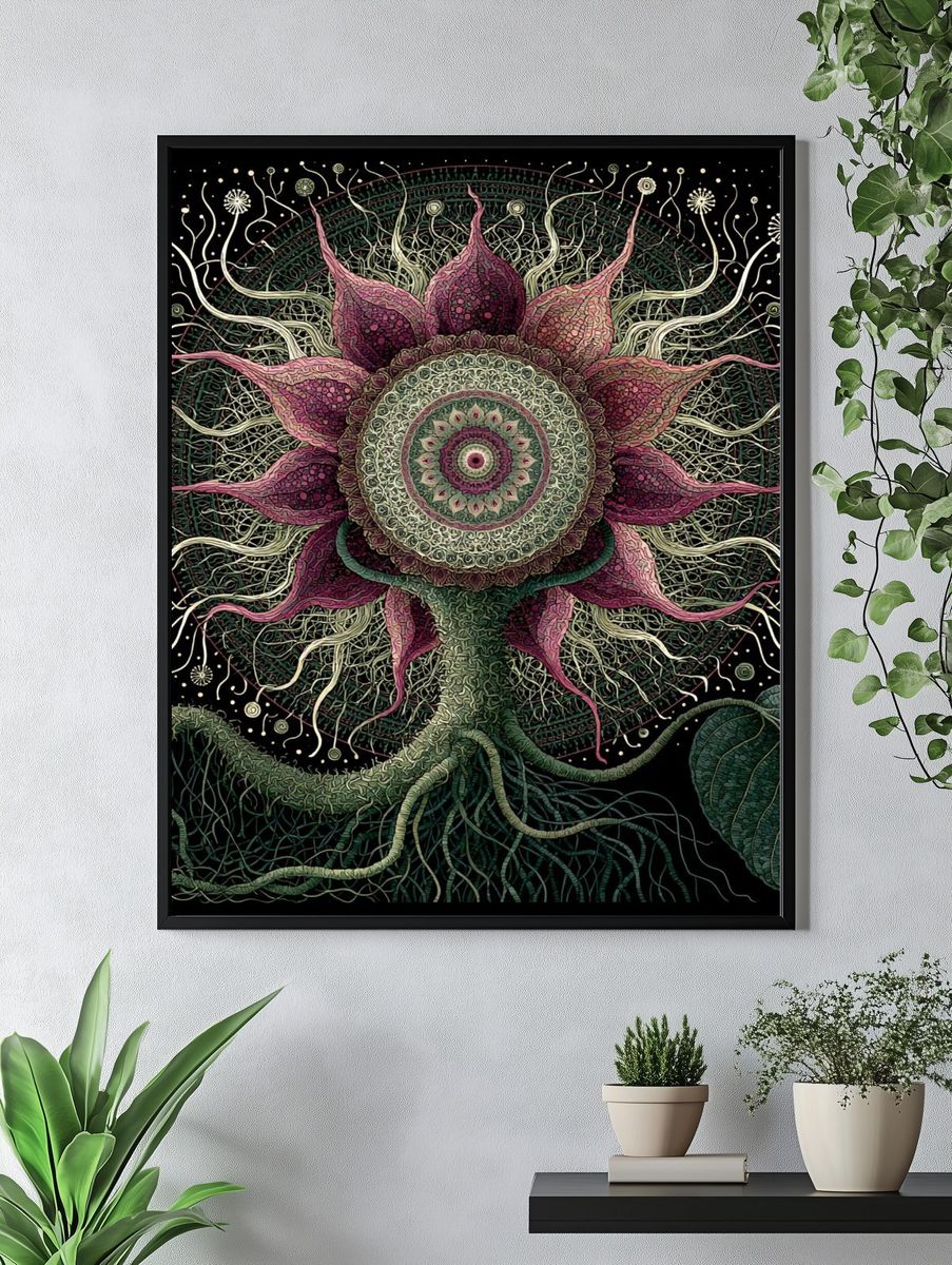 Mystic Flower Mandala Illustration Poster. — room view 4