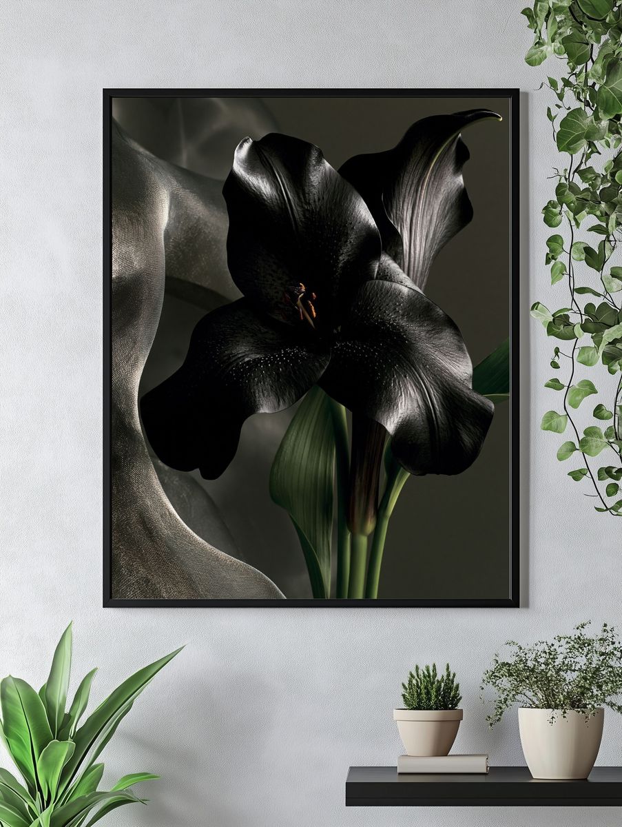 Black Calla Lily Botanical Print. — room view 4