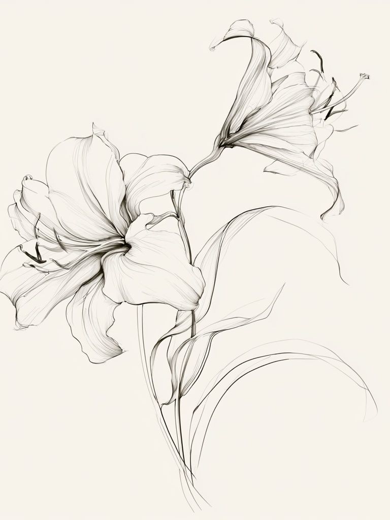Elegant Lily Line Art Poster. poster detail