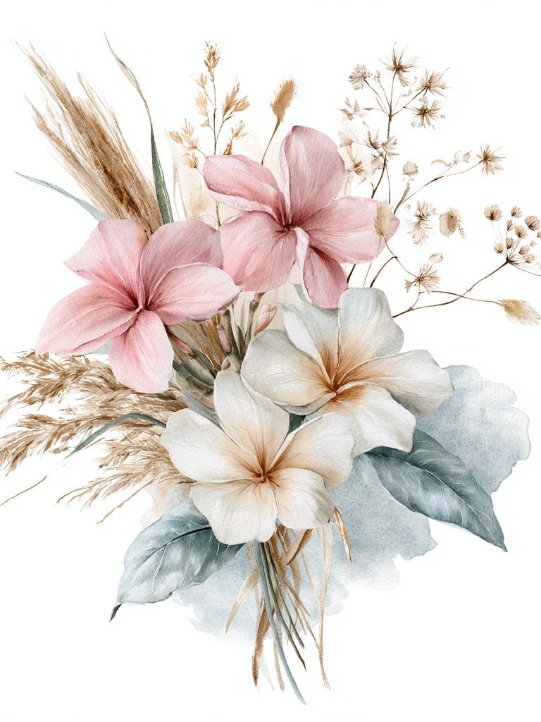 Pastel Floral Bouquet Watercolor Print. poster detail