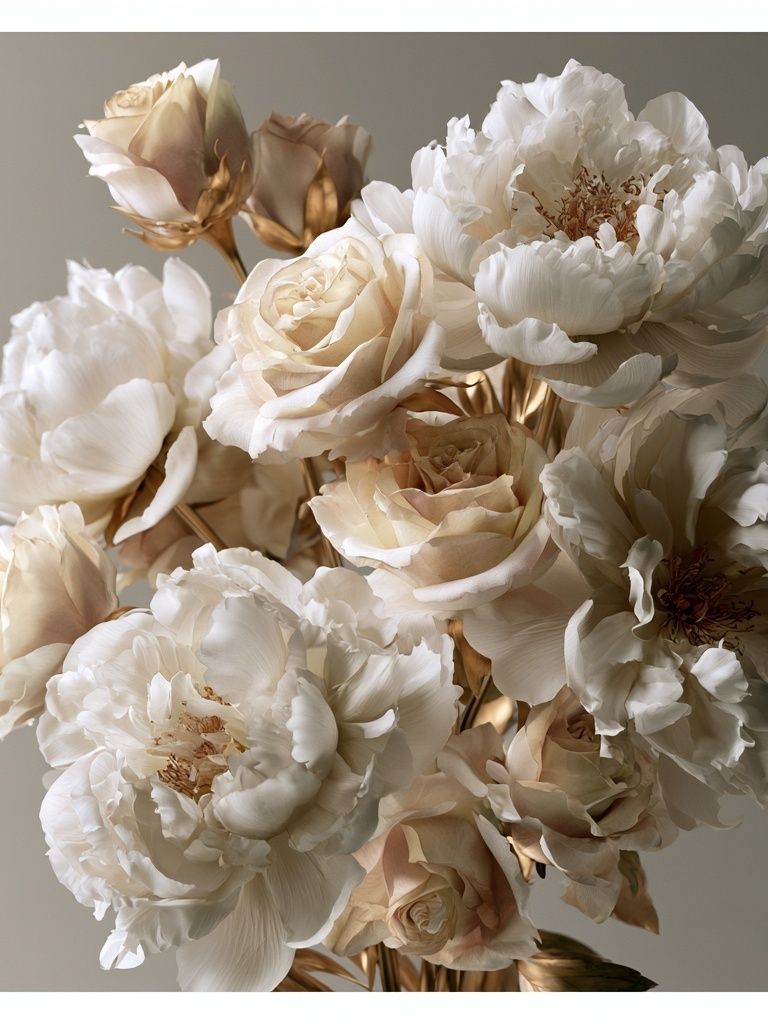 Cream Peonies Botanical Poster. poster — botanical art