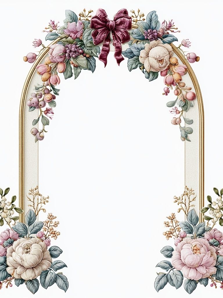 Floral Arch with Bow Print. poster — botanical art