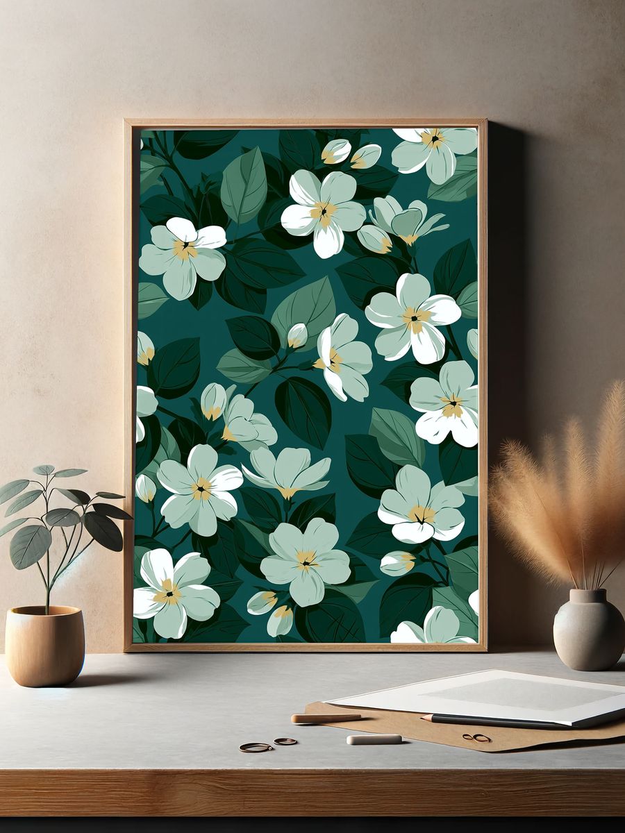 Tropical Floral Pattern Poster. — room view 2