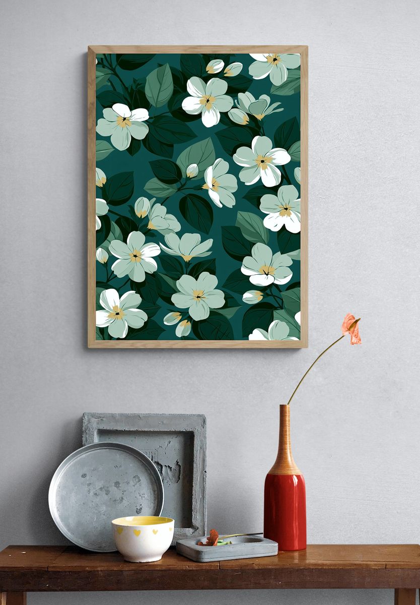 Tropical Floral Pattern Poster. — room view 3