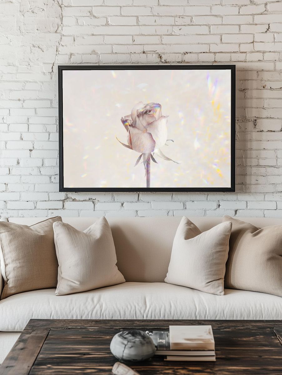 Rose flower holographic background design. room preview