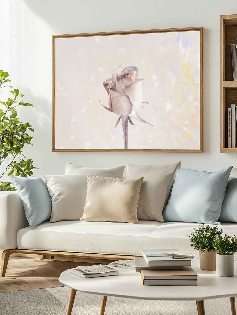 Rose flower holographic background design. — room view 2