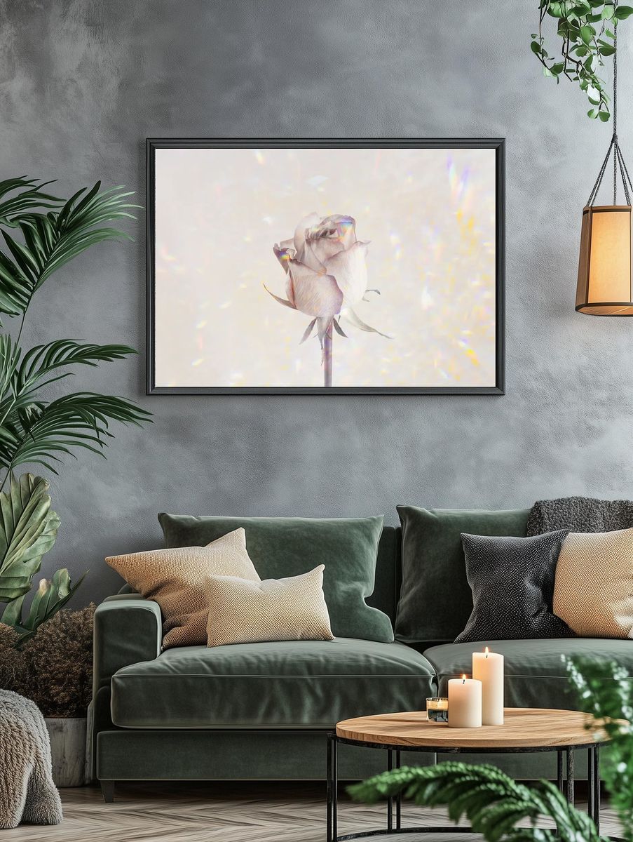 Rose flower holographic background design. — room view 4