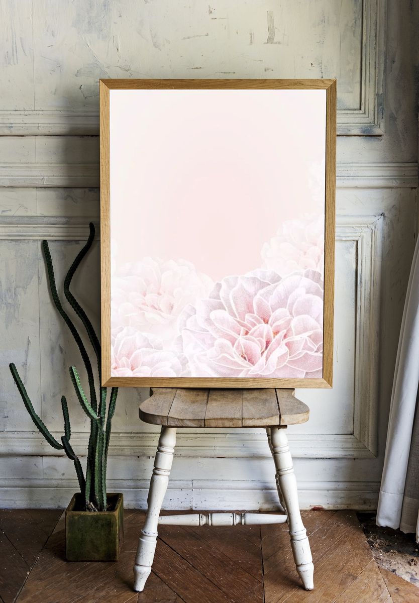 Floral frame mobile phone background. room preview