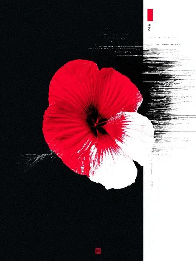 Red Hibiscus Ink Poster.