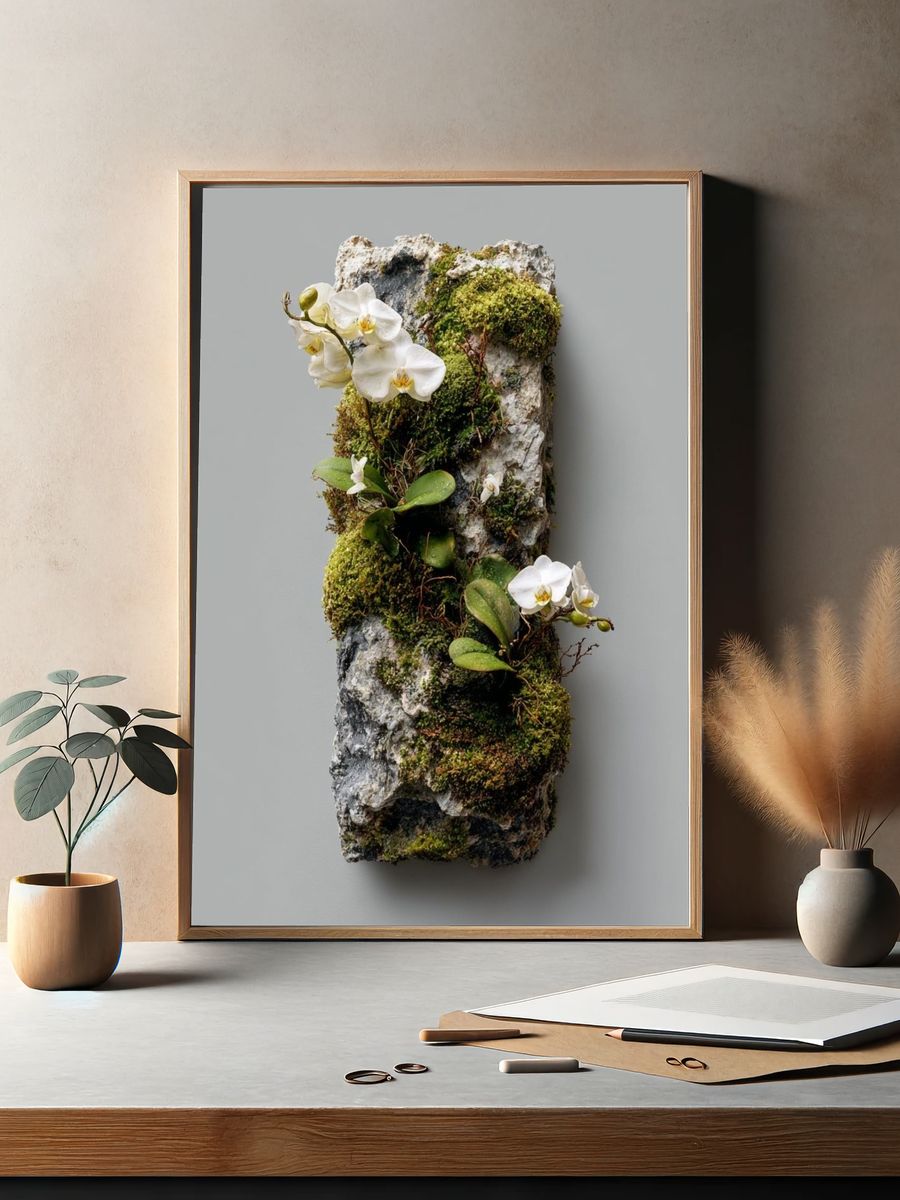 Mossy Orchid Stone Botanical Print. — room view 2