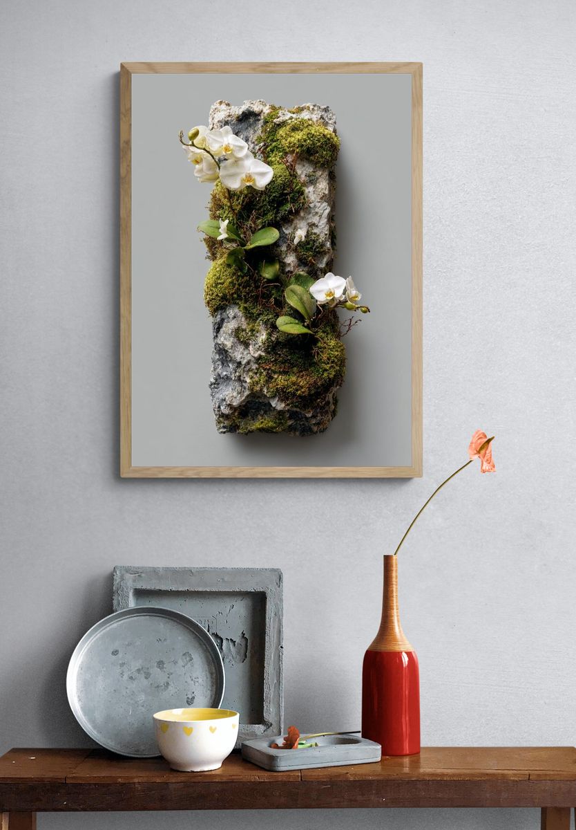 Mossy Orchid Stone Botanical Print. — room view 3