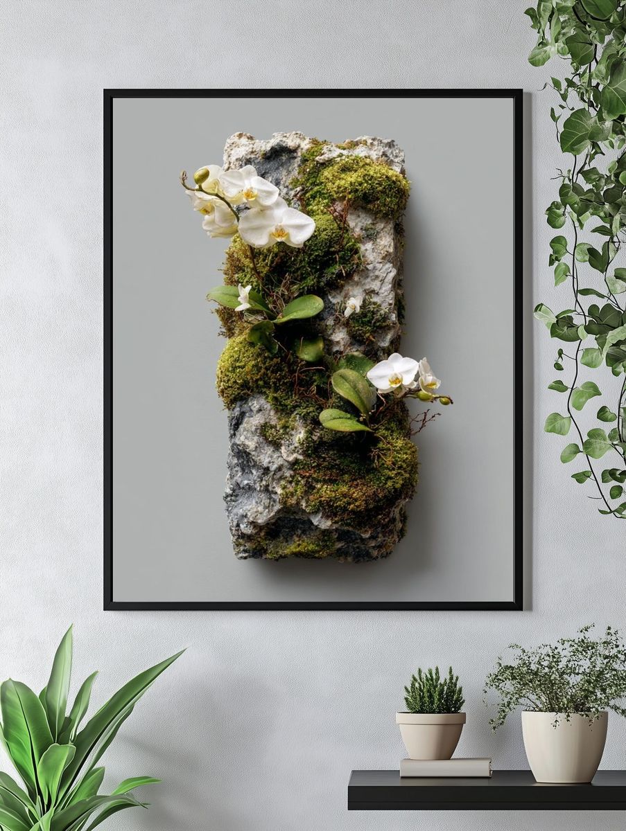 Mossy Orchid Stone Botanical Print. — room view 4