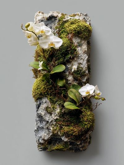 Mossy Orchid Stone Botanical Print.