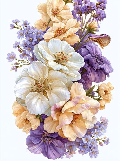 Pastel Floral Bouquet Illustration Poster.