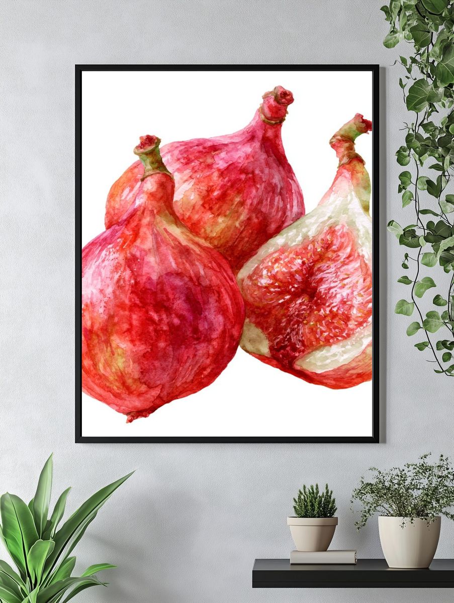 Watercolor Figs Botanical Poster. — room view 4