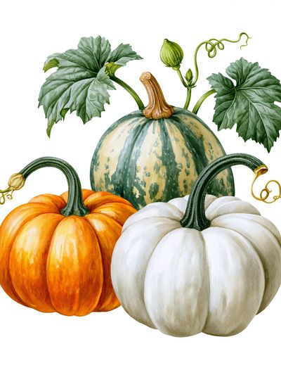Autumn Pumpkins Watercolor Print.