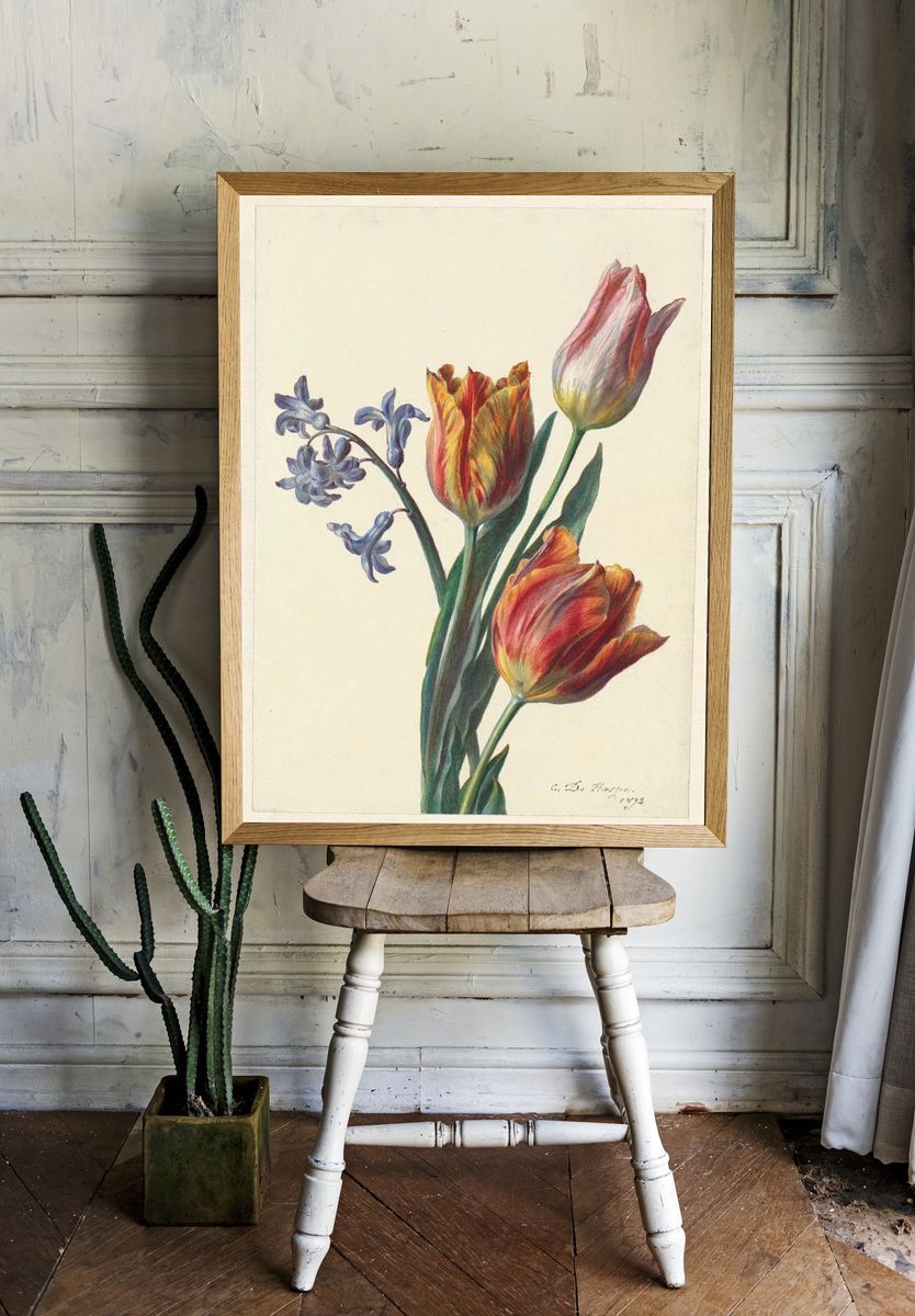 Drie tulpen en een takje. room preview