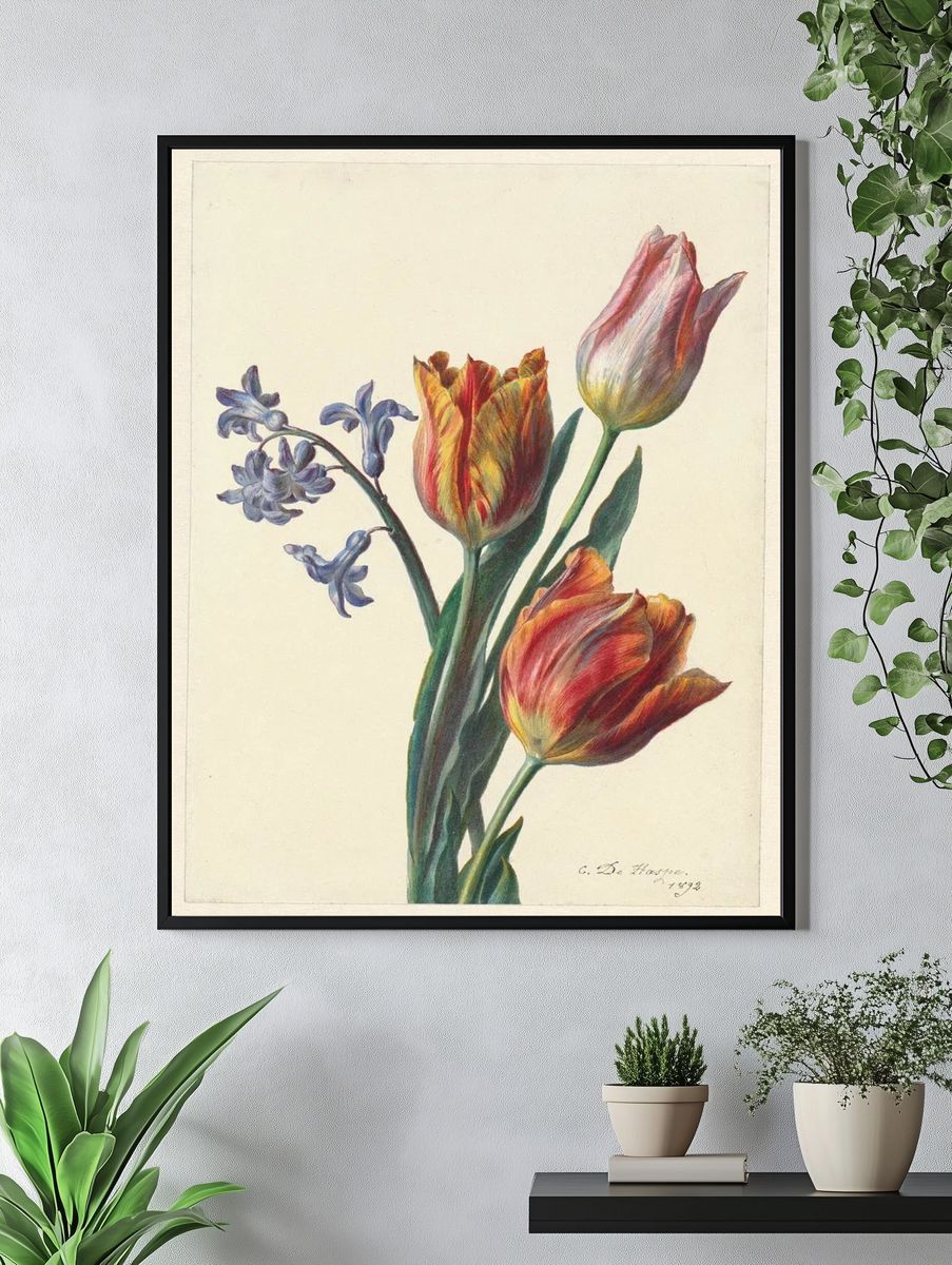 Drie tulpen en een takje. — room view 4