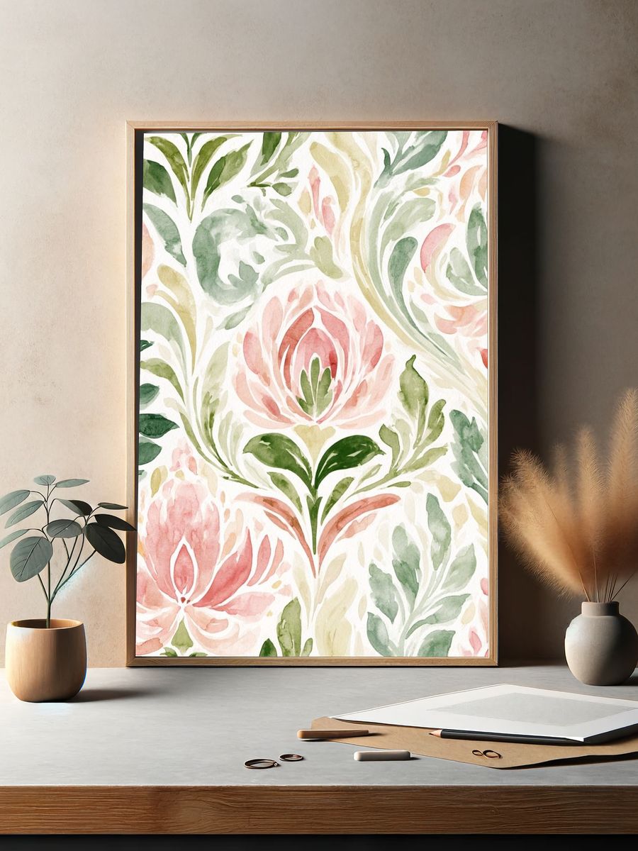 Pastel Floral Watercolor Print. — room view 2