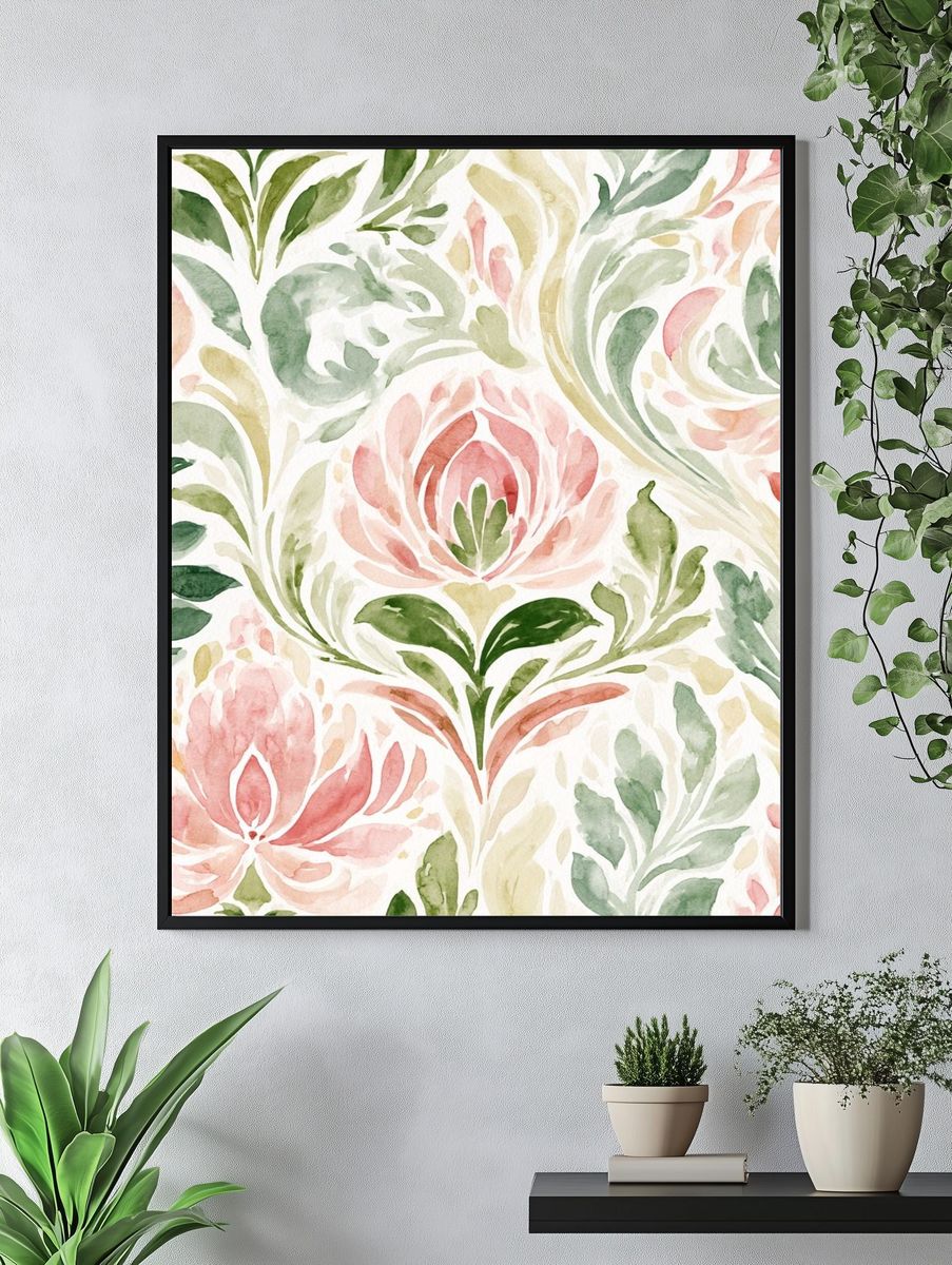 Pastel Floral Watercolor Print. — room view 4