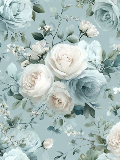 Blue Rose Floral Pattern Print. poster print