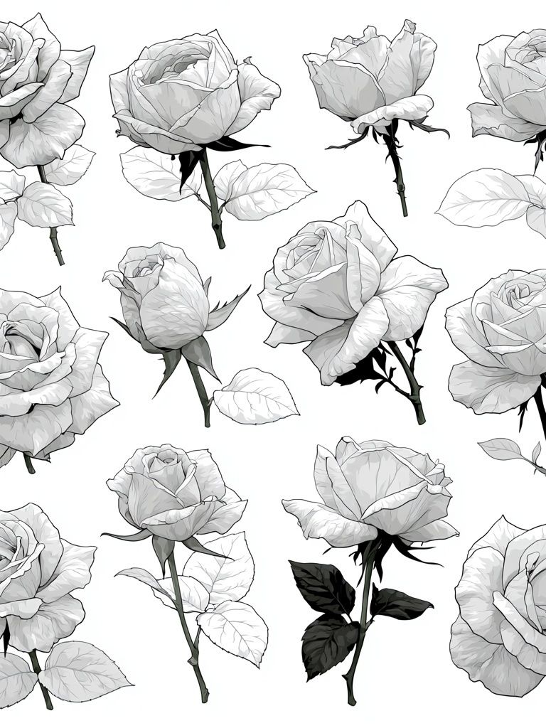 White Roses Botanical Print. poster — botanical art