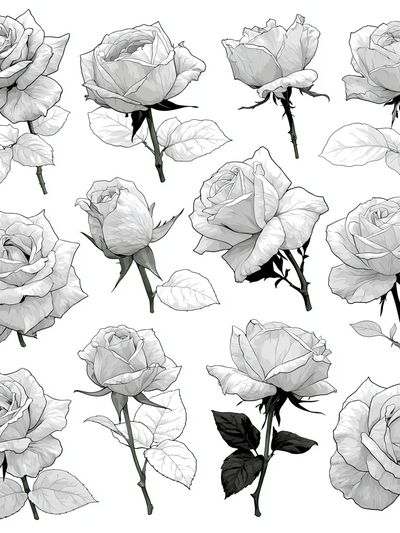 White Roses Botanical Print. poster