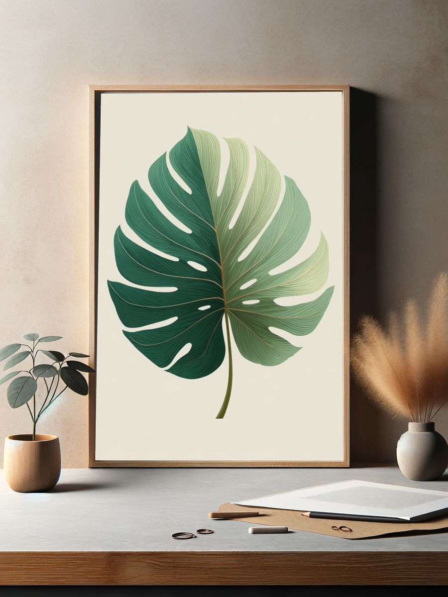 Monstera Leaf Botanical Print. — room view 2
