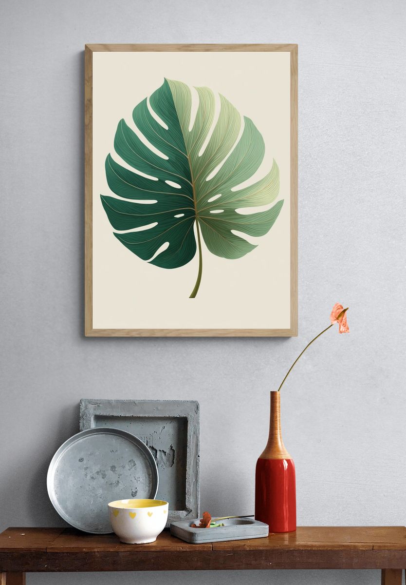 Monstera Leaf Botanical Print. — room view 3