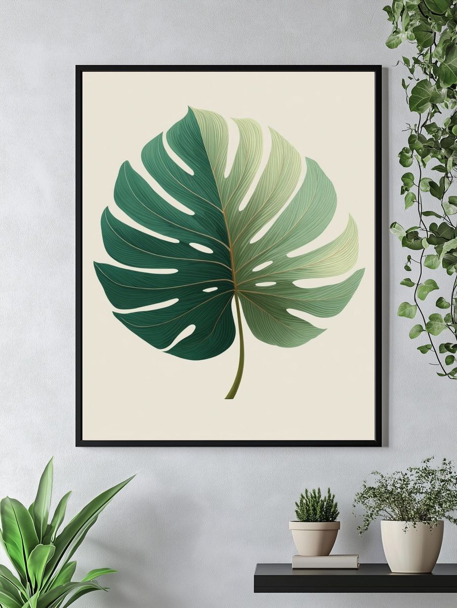 Monstera Leaf Botanical Print. — room view 4