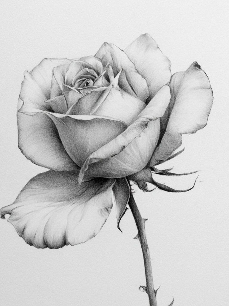 Single Rose Botanical Print. poster detail