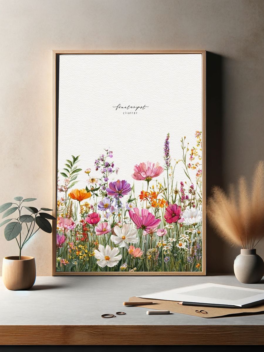 Wildflower Meadow Watercolor Print. — room view 2