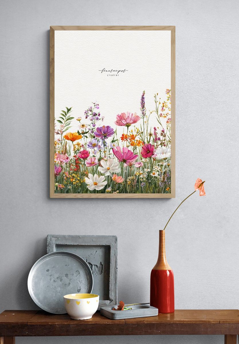 Wildflower Meadow Watercolor Print. — room view 3
