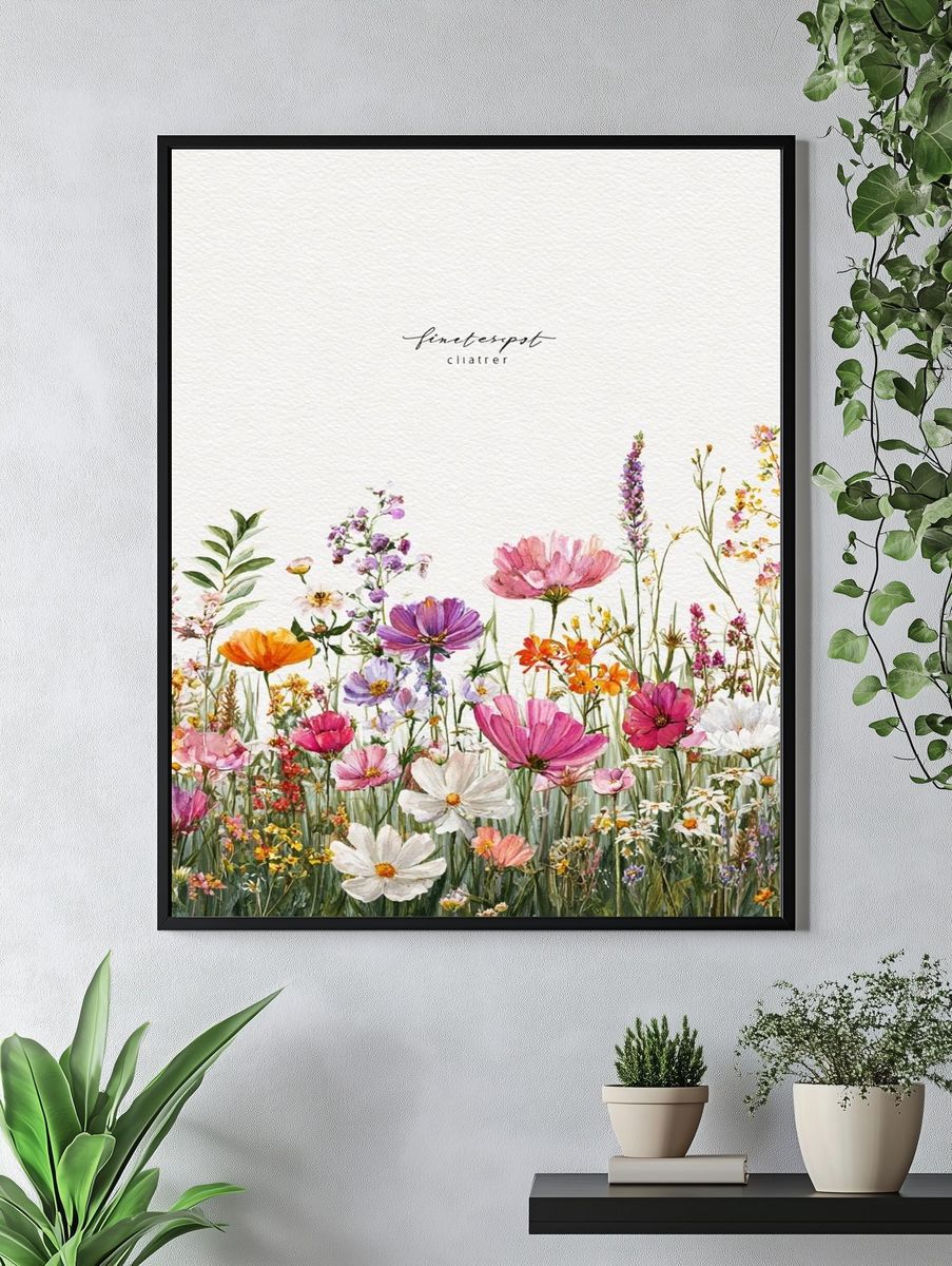 Wildflower Meadow Watercolor Print. — room view 4