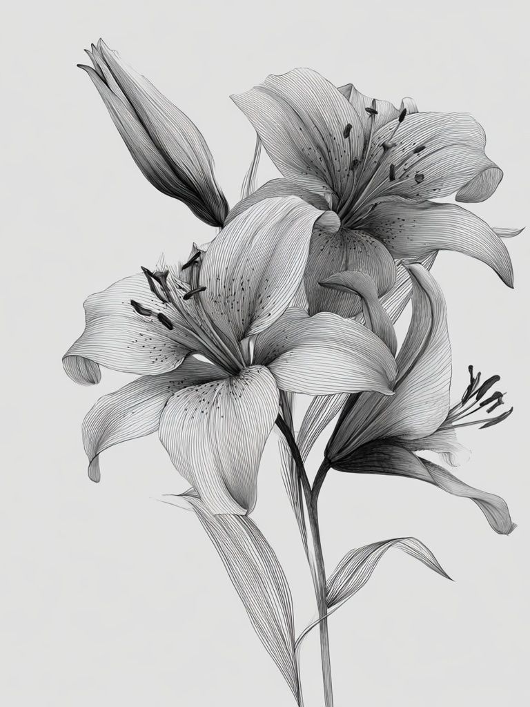 Lily Botanical Line Art Poster. poster — botanical art