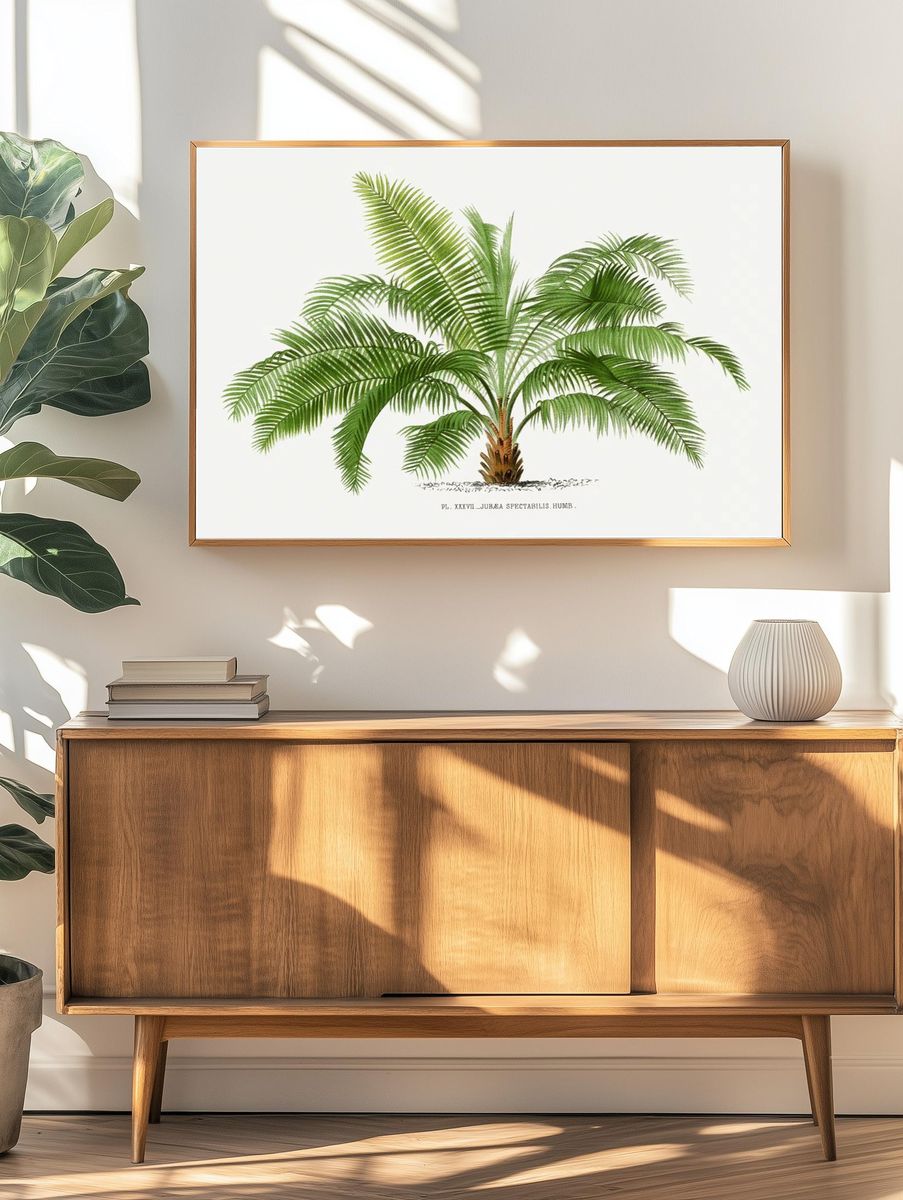 Vintage palm tree illustration. Digitally. — room view 3