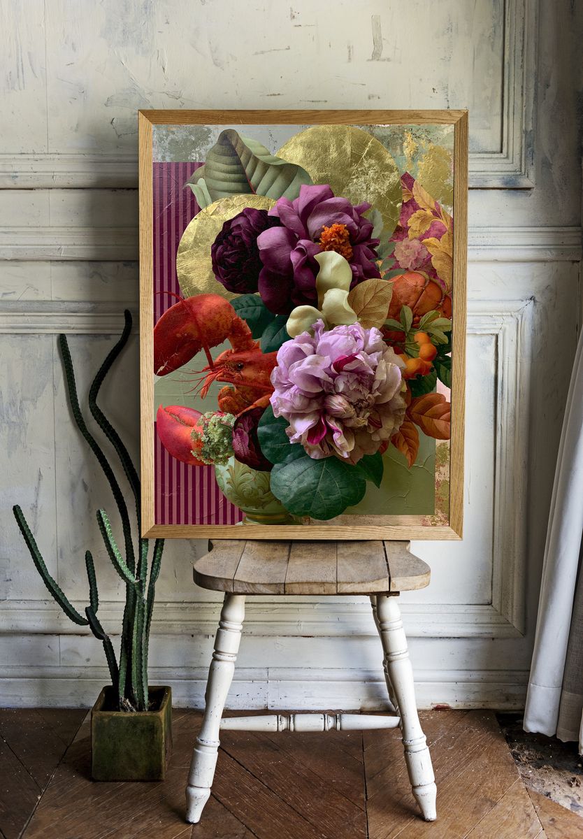 Botanical Still Life Collage Poster. — room view 1